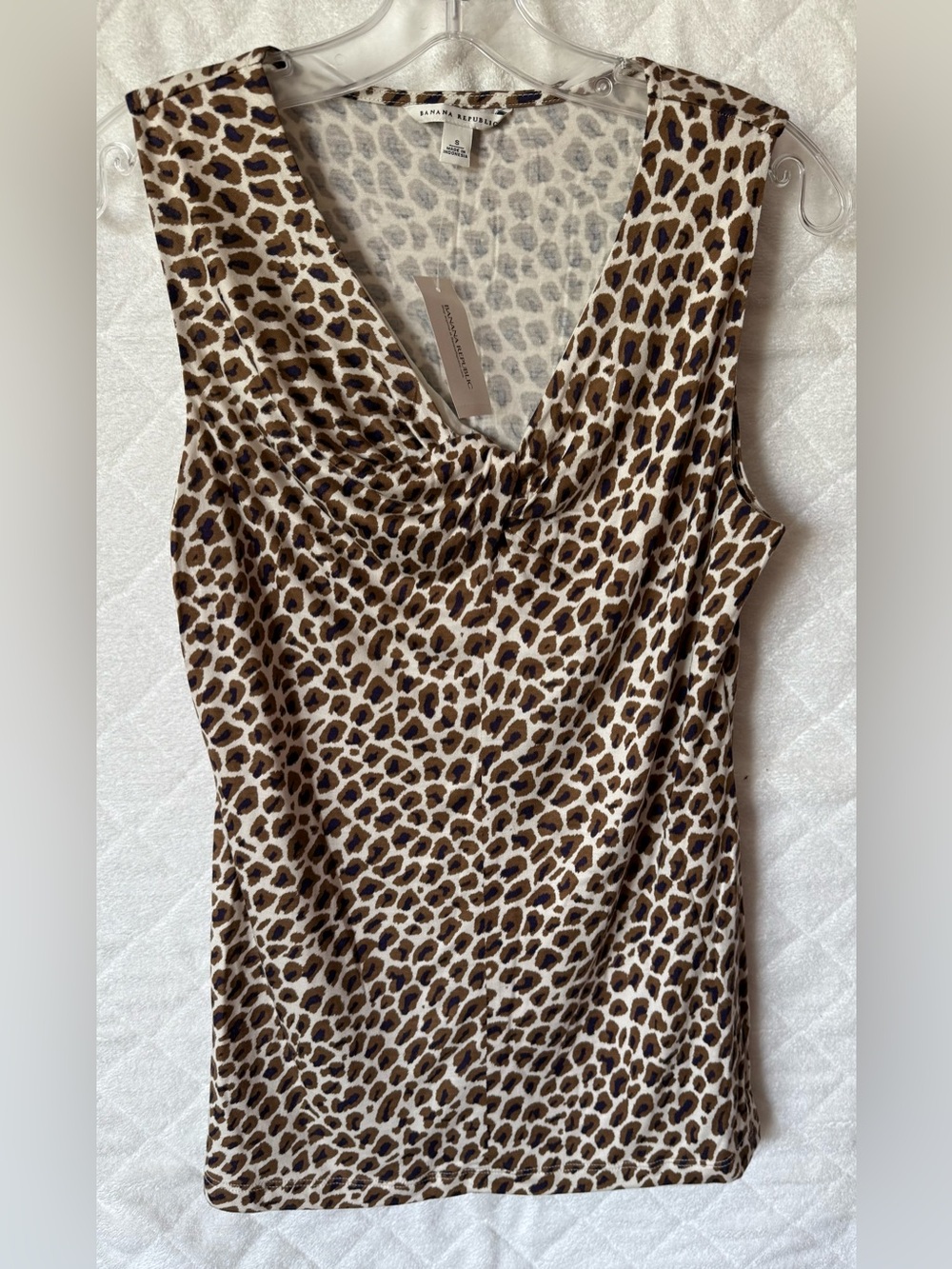 NWT Banana Republic Purple Leopard Cowl Neck Top S